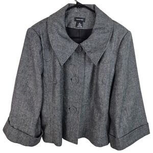 Spense Herringbone Blazer Jacket Womens XL 3/4 Sleeve Career Wear Wool Blend